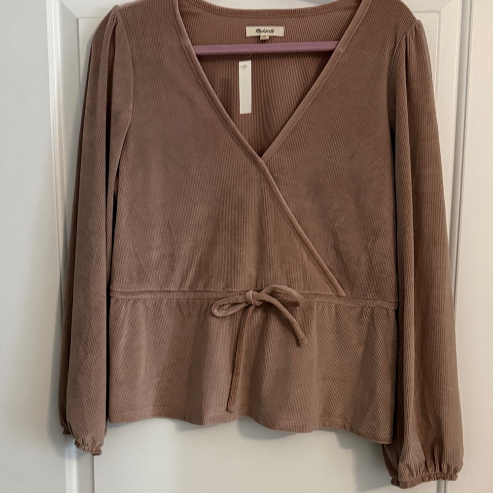 Madewell Taupe Wrap Blouse